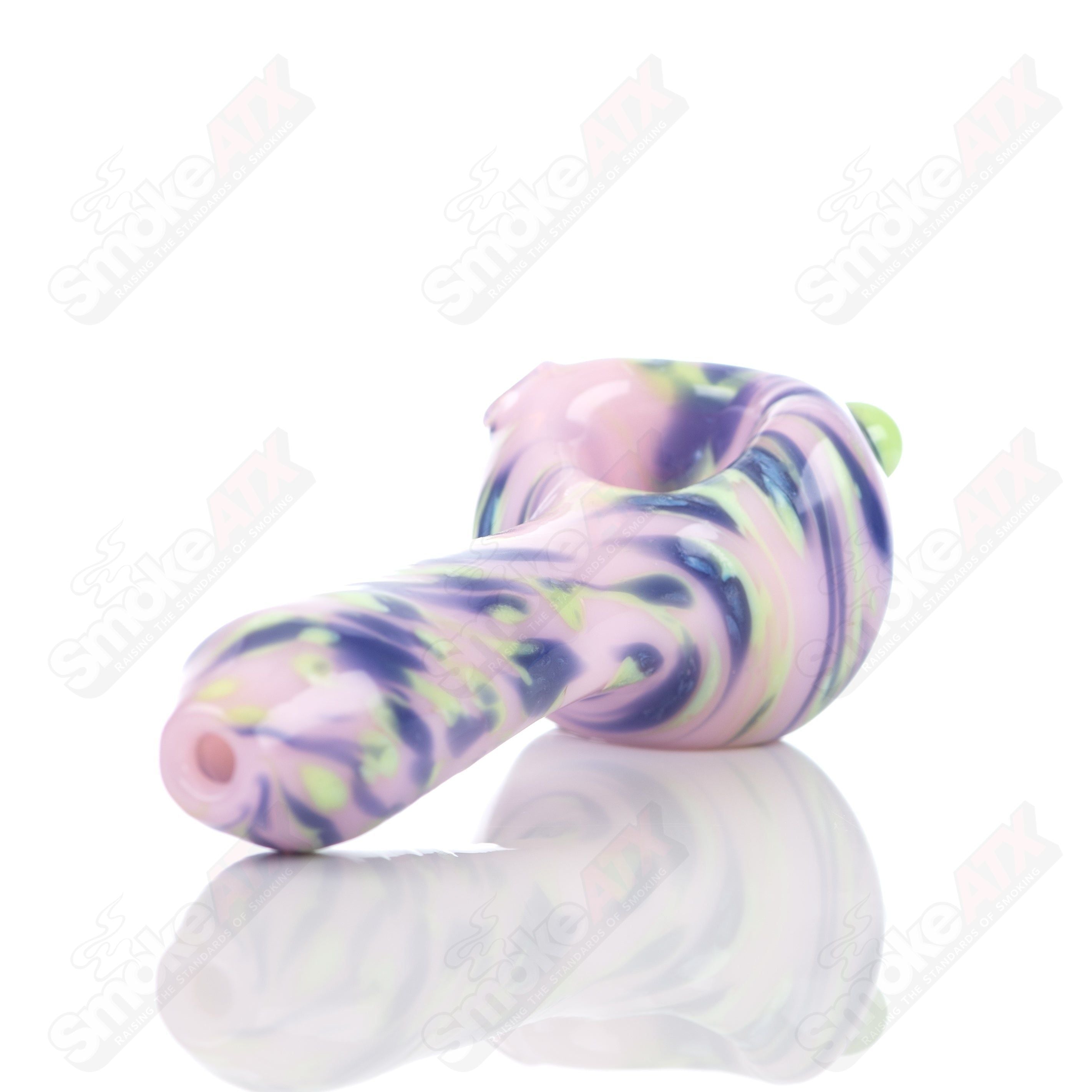 #2 Pink Splatter Spoon Pipe Adventures In Glass Blowing - Smoke ATX