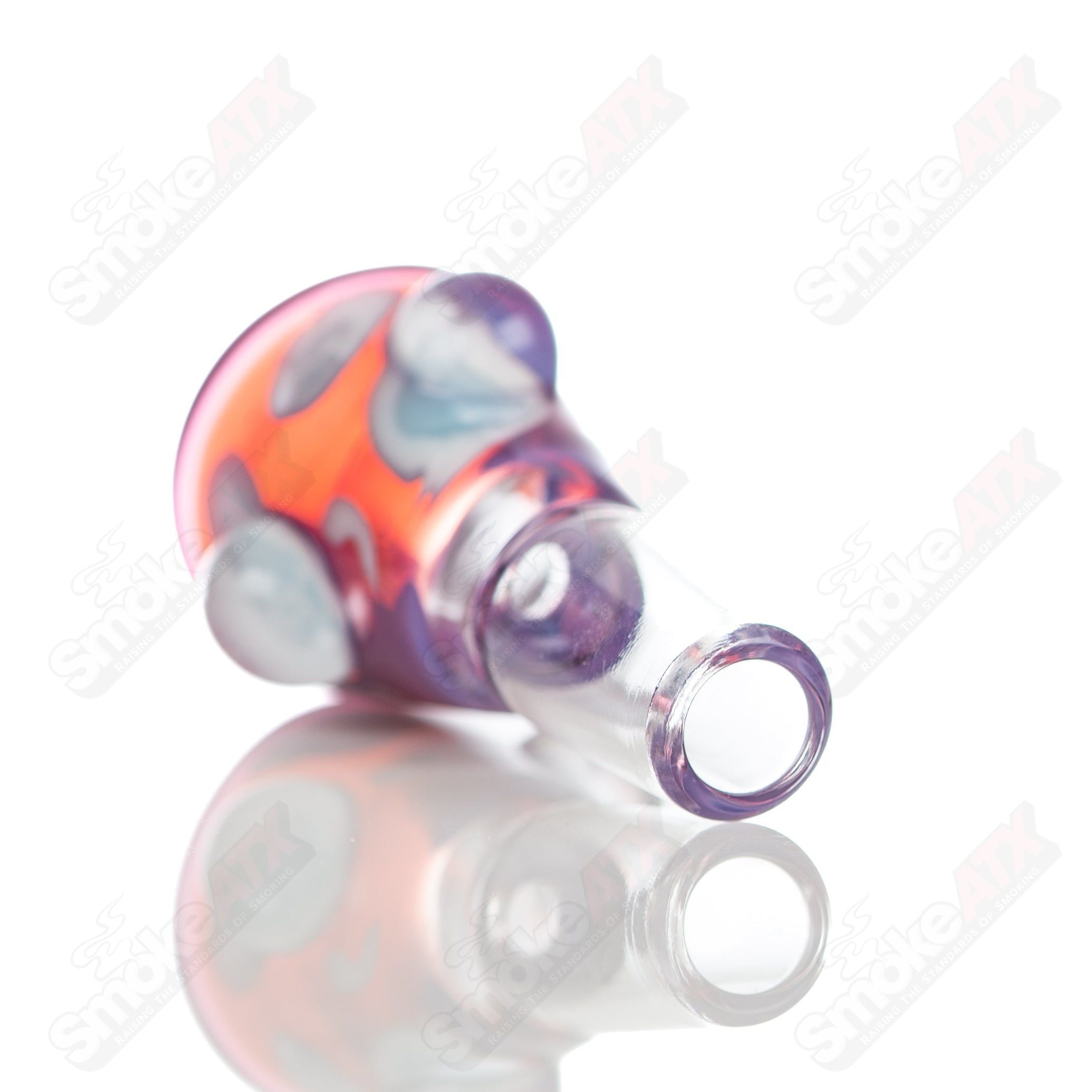 #7 14mm Leopard Print Martini Bowl w Dots Adventures In Glass Blowing - Smoke ATX