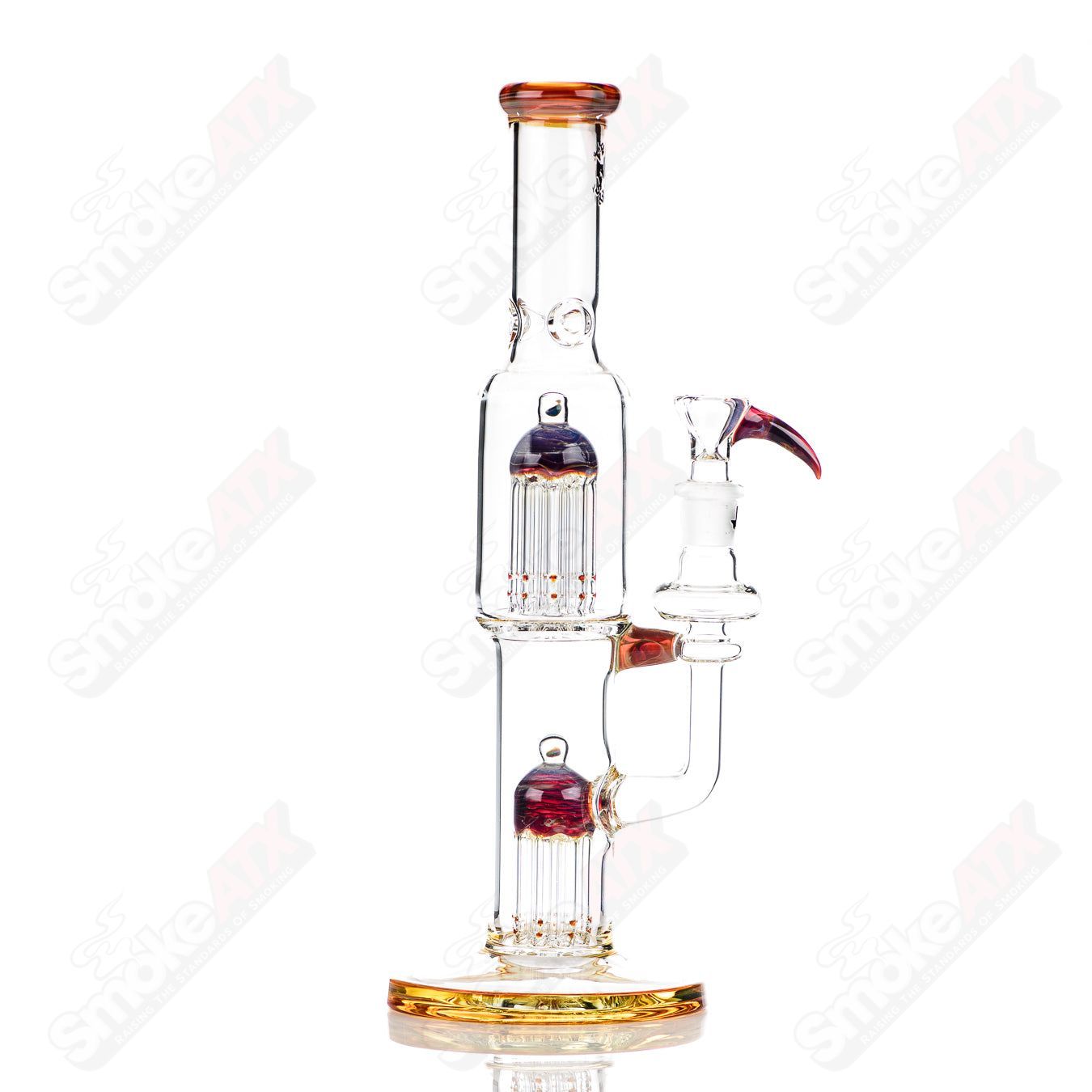 16in 18mm Twin 8 Arm (Amber Purple) Texas Tubes - Smoke ATX