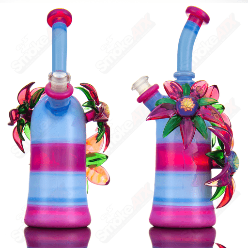 Pink & Blue Habitat X Kimmo Glass Flower Rig - Smoke ATX