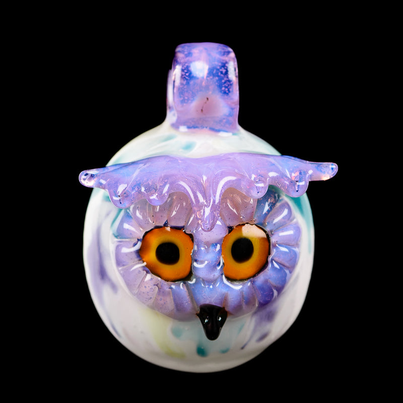 UV Owl Splatter Tech Owl Pendant Four Winds Flameworks - Smoke ATX