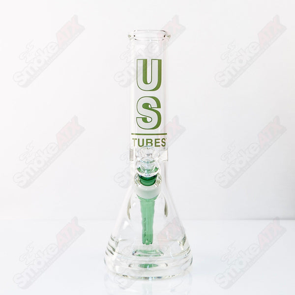 US Tubes Beaker 12" 55x5  - Constriction - Green Shadow Decal - Smoke ATX