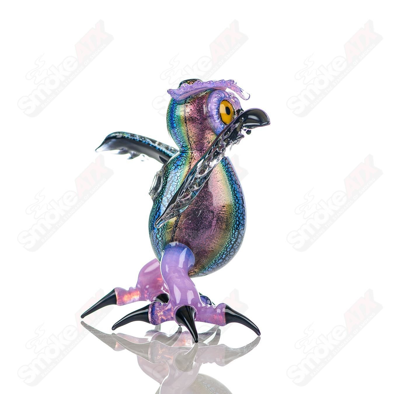 Dichro EDM Owl by Four Winds Flameworks & Turtle Time Glass - Smoke ATX