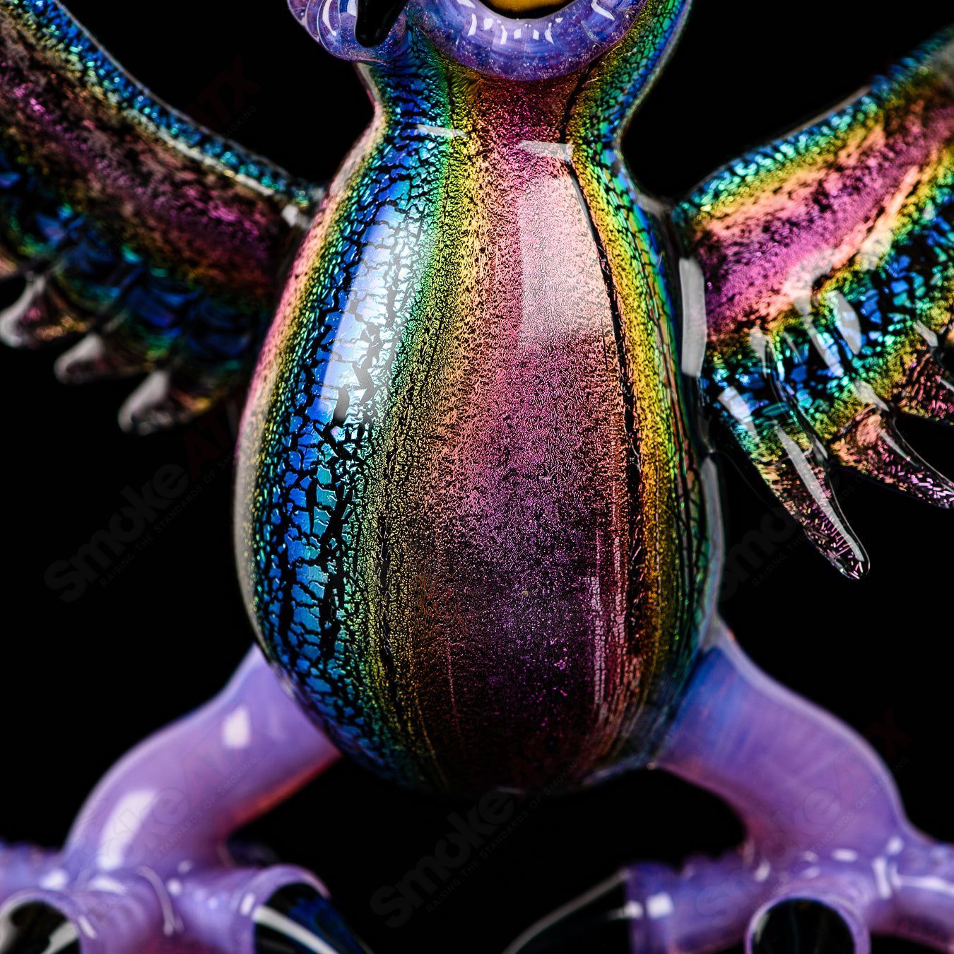 Dichro EDM Owl by Four Winds Flameworks & Turtle Time Glass - Smoke ATX