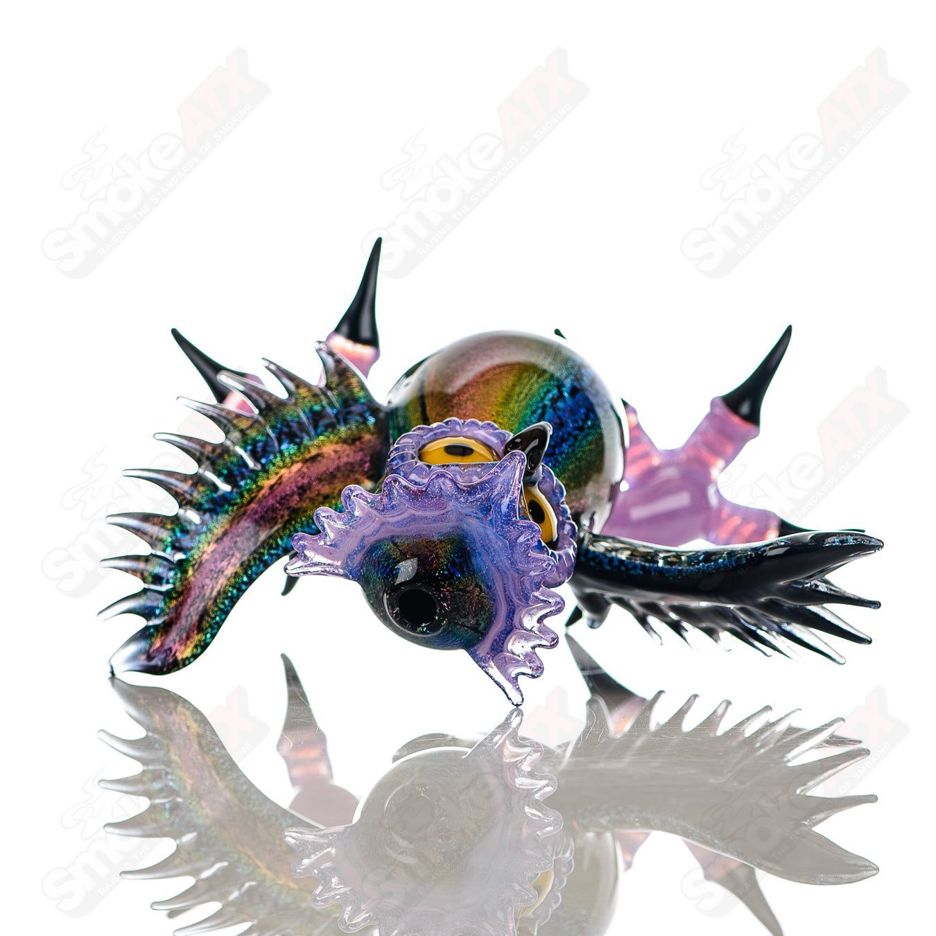 Dichro EDM Owl by Four Winds Flameworks & Turtle Time Glass - Smoke ATX