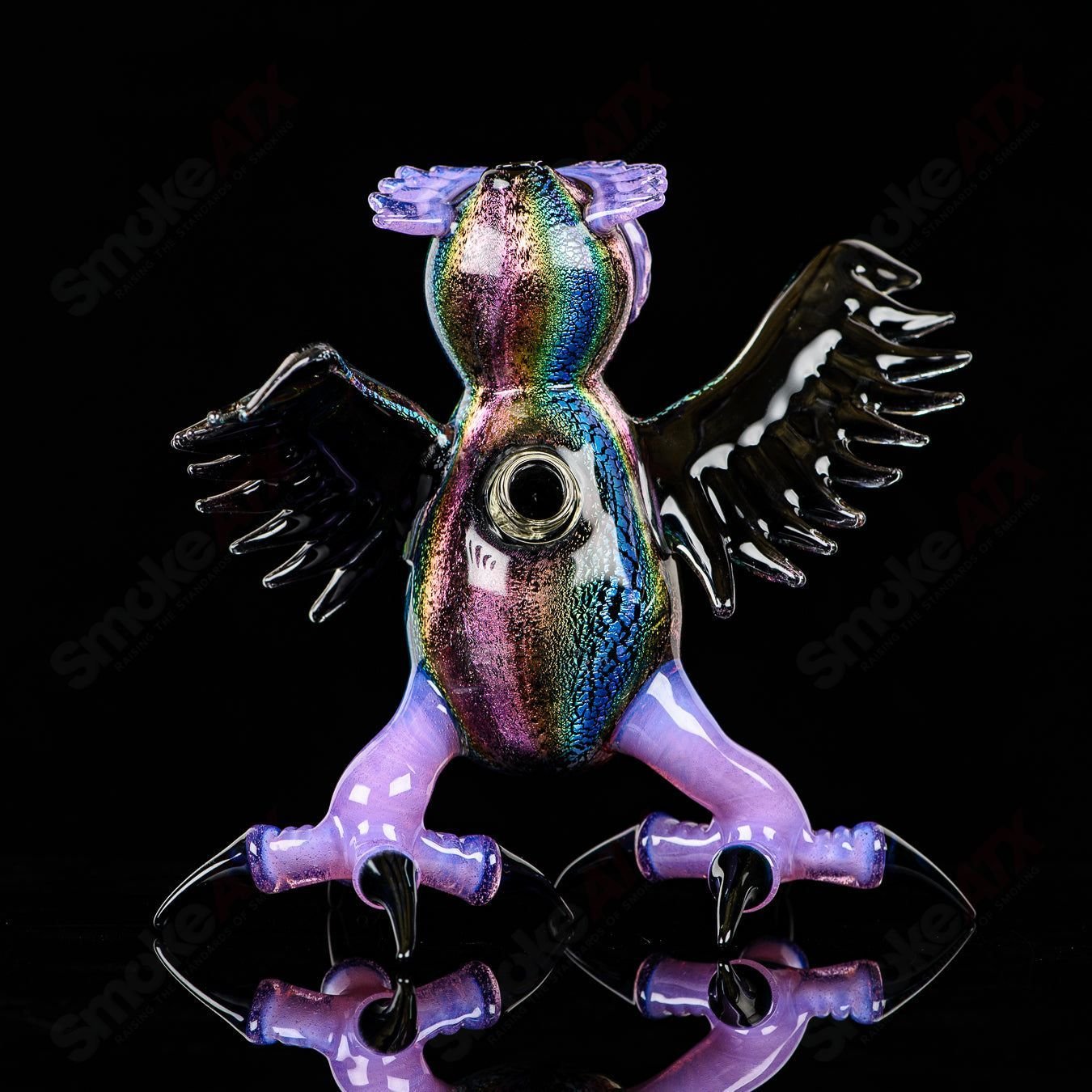 Dichro EDM Owl by Four Winds Flameworks & Turtle Time Glass - Smoke ATX