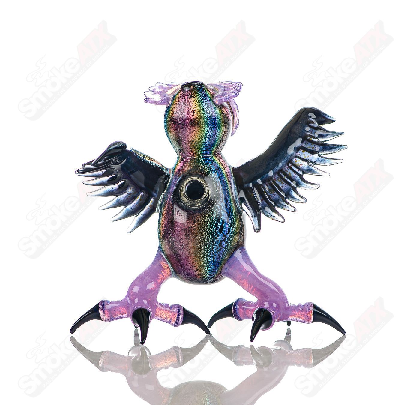 Dichro EDM Owl by Four Winds Flameworks & Turtle Time Glass - Smoke ATX