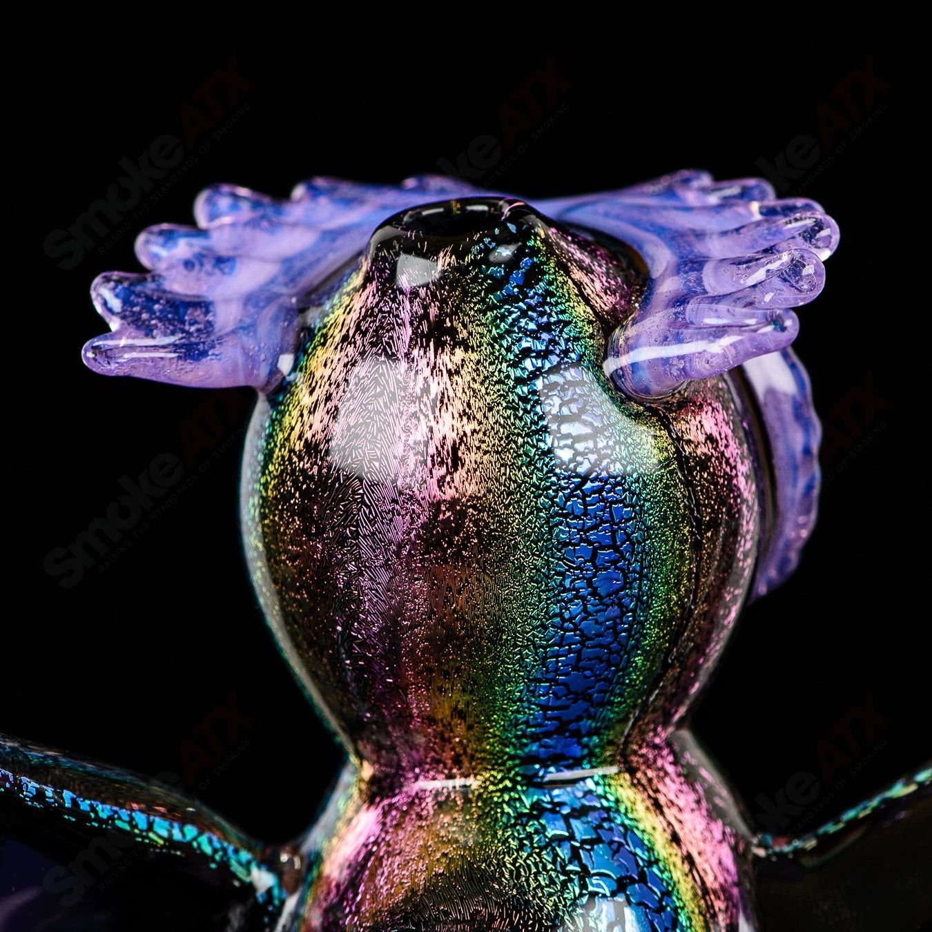 Dichro EDM Owl by Four Winds Flameworks & Turtle Time Glass - Smoke ATX