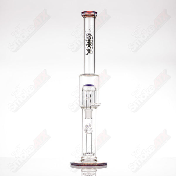 #1 18mm Circ to 13 Arm Perc w Color Foot/Mouthpiece Accents Toro Glass - Smoke ATX