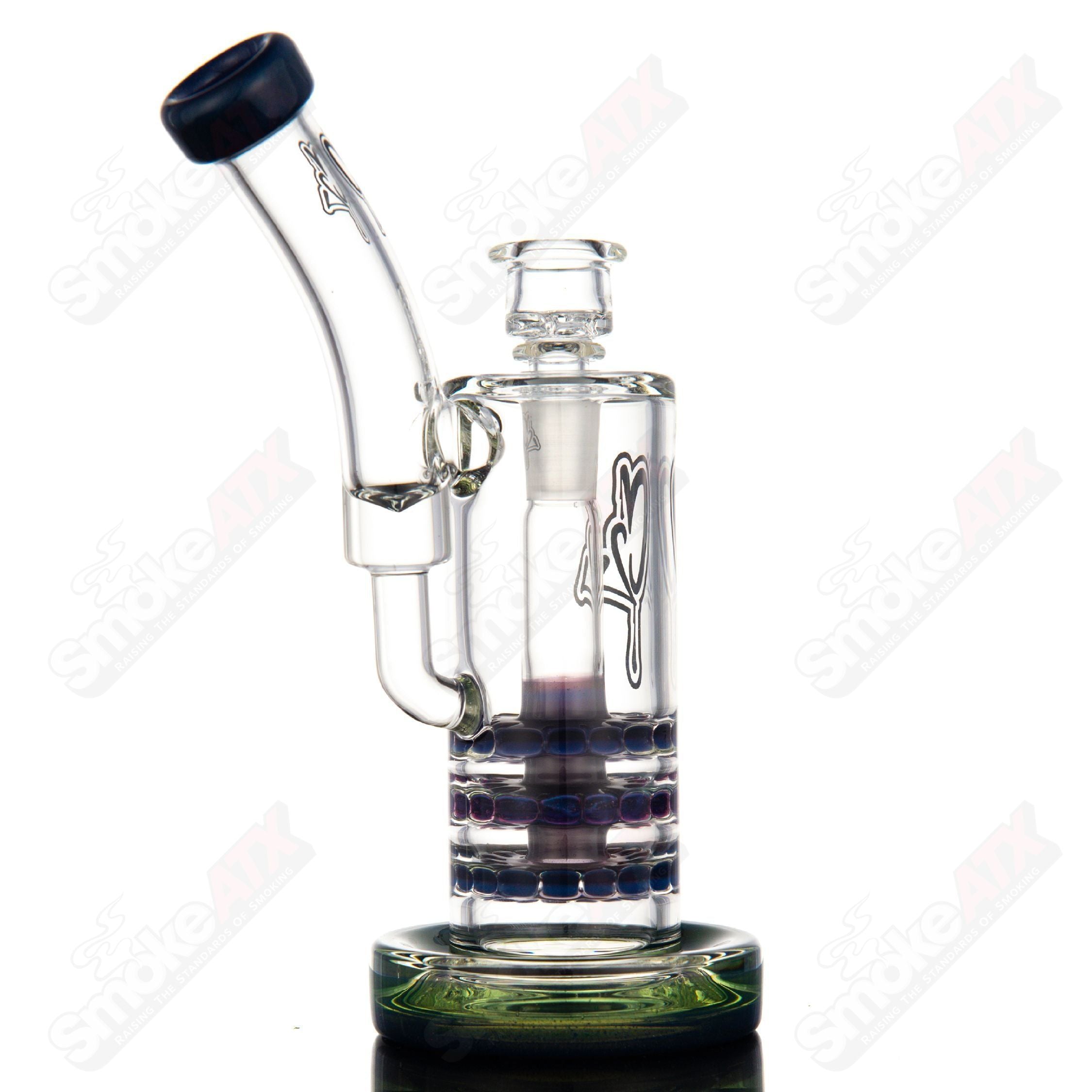 Color 50mm triple ratchet bent neck bubbler c2 - Smoke ATX
