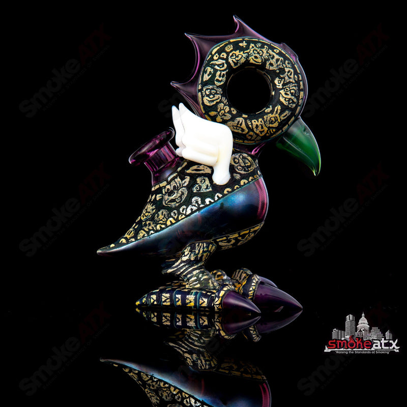Calmbo X Trevy Metal Etched Stand Up Bird W/ Matching Slurper cap - Smoke ATX