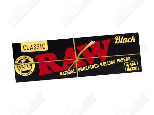 1 1/4 Black Classic Unrefined Rolling Papers RAW - Smoke ATX