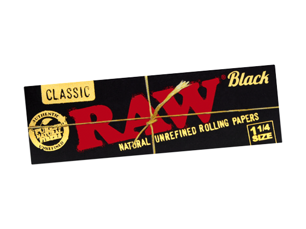 1 1/4 Black Classic Unrefined Rolling Papers RAW - Smoke ATX