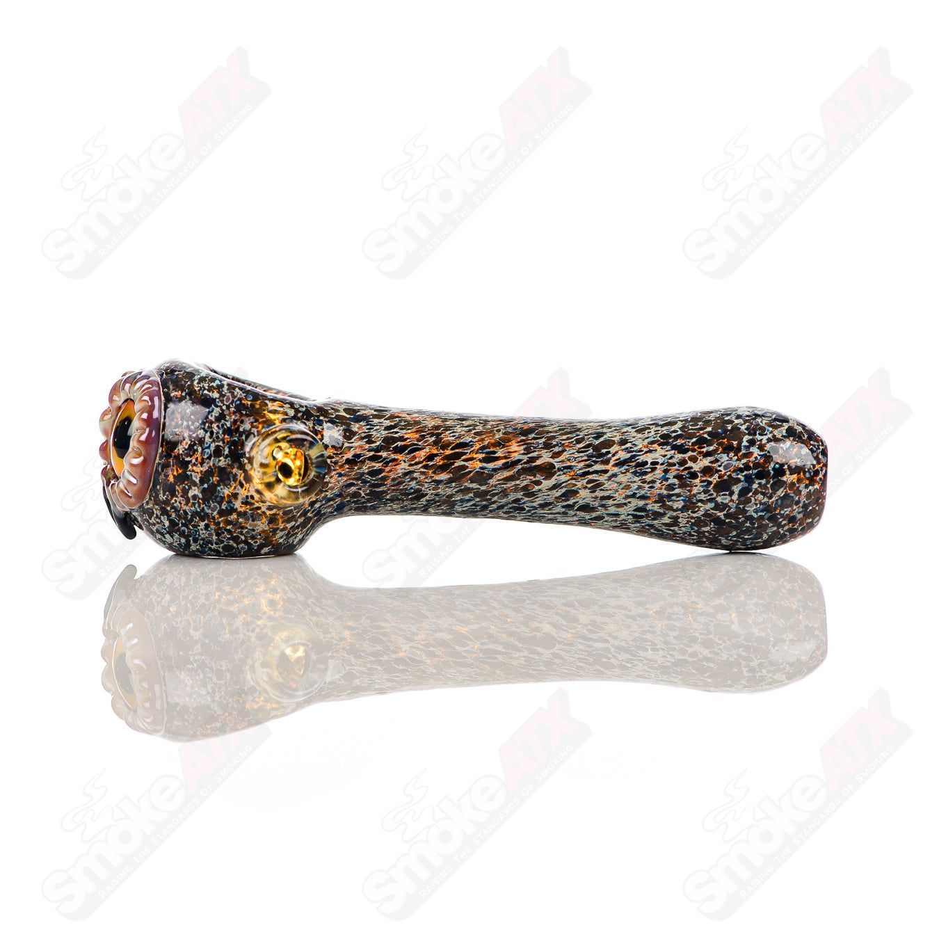 Black Spotted Owl Spoon Four Winds Flameworks - Smoke ATX