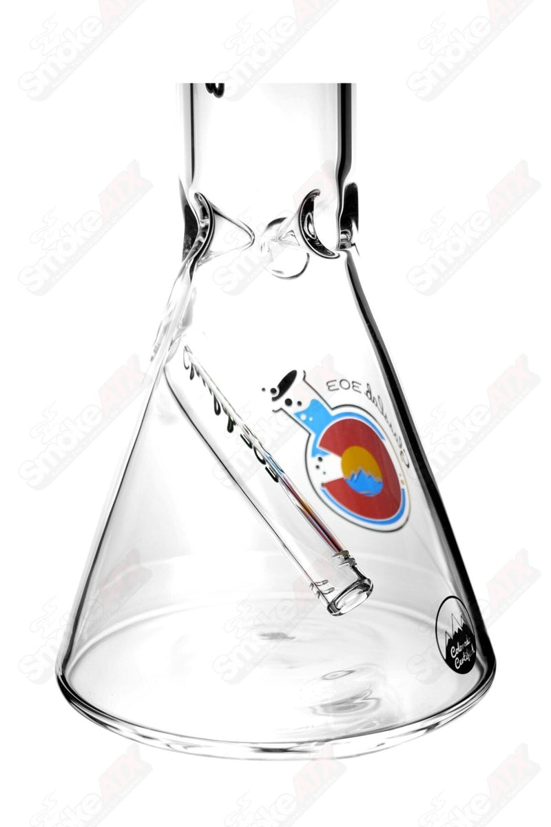 12in 14mm Simple Beaker w Color Accent GlassLab 303 Wisteria - Smoke ATX