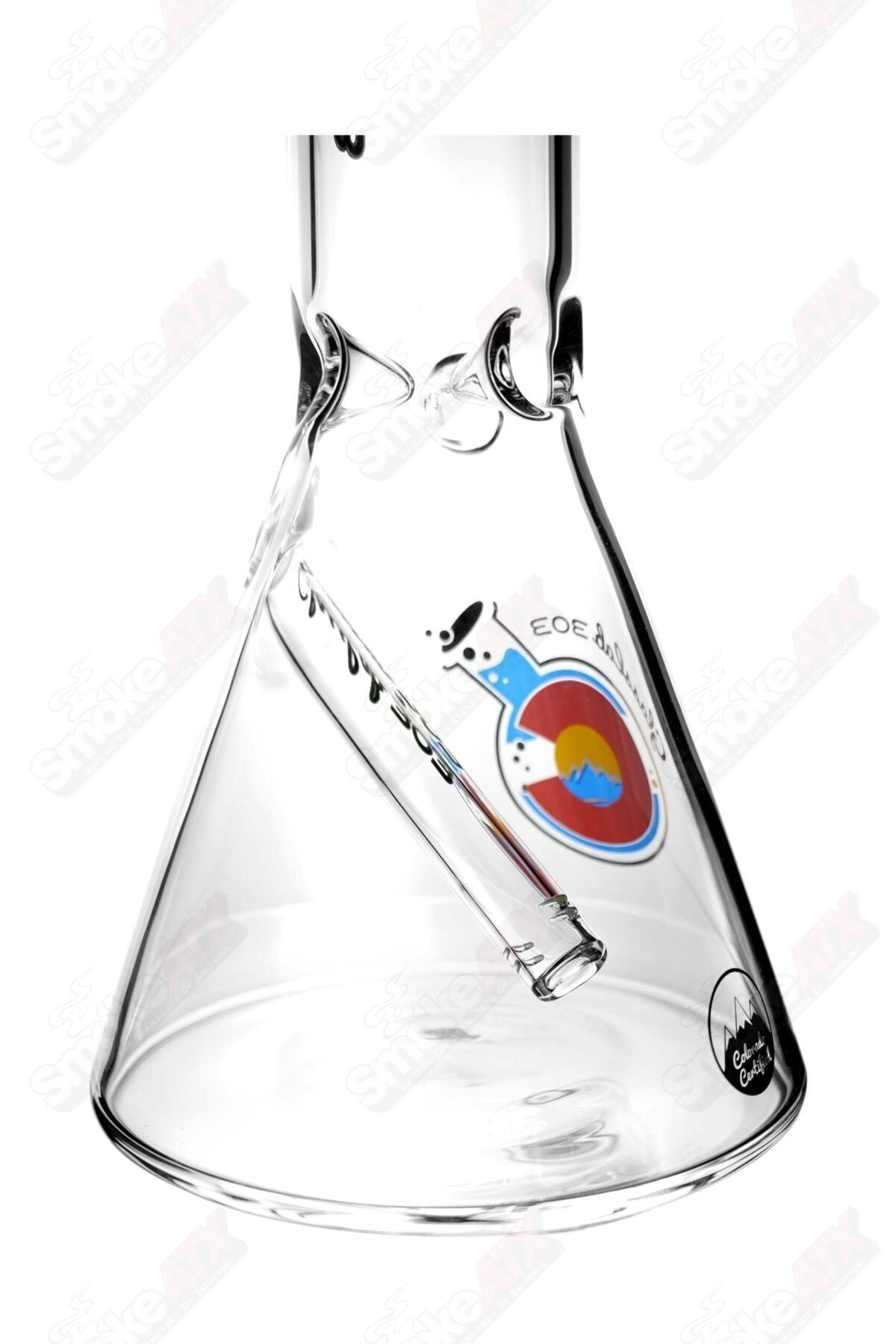 12in 14mm Simple Beaker w Color Accent GlassLab 303 Cobalt - Smoke ATX