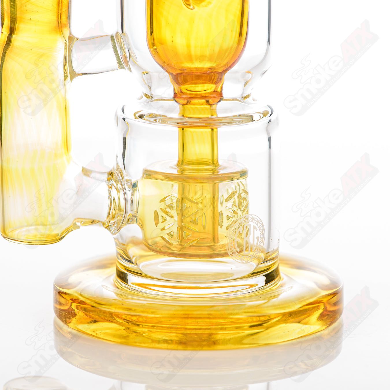 8in 14mm Hourglass Taurus Incycler Fat Boy Glass Northstar Yellow - Smoke ATX