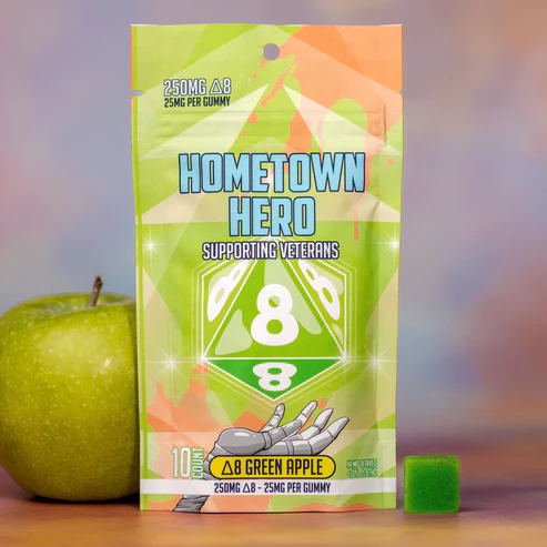 250mg Green Apple Delta 8 Gummies Hometown Hero