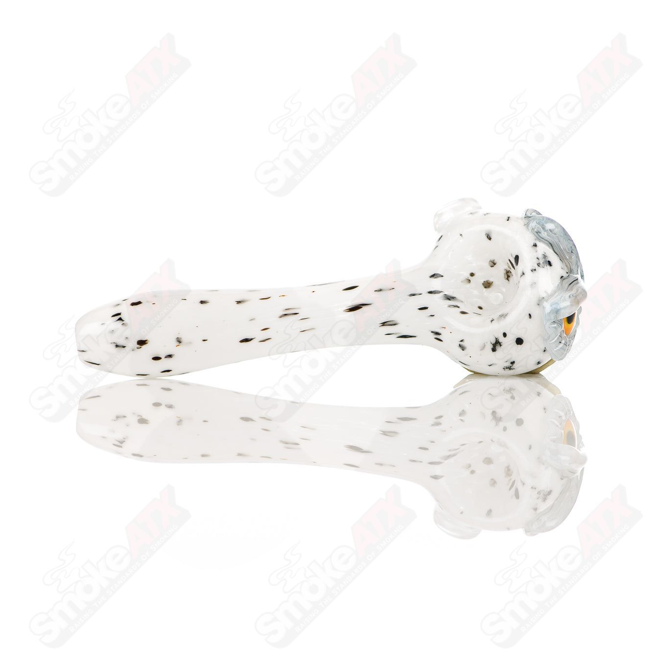White Spotted Owl Spoon Four Winds Flameworks - Smoke ATX