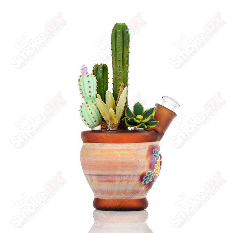 14mm Cactus Succulent Waterpipe by Turtle Time & Sarita Glass - Smoke ATX