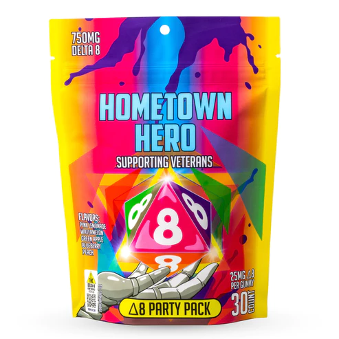 750mg Mixed Flavor Party Pack Delta-8 Gummies Hometown Hero