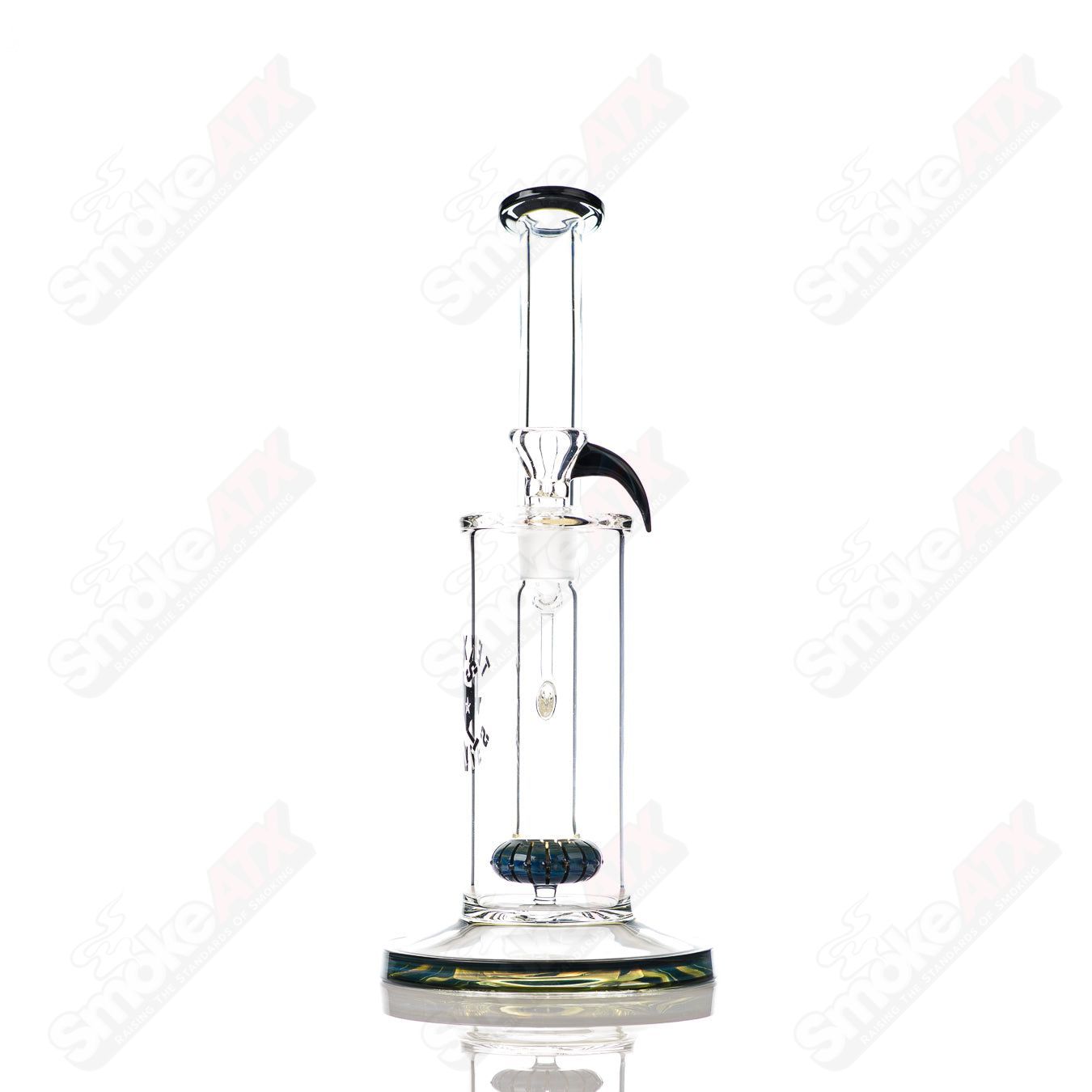 12in 18mm Showerhead Bubbler (Blue-Green) Texas Tubes - Smoke ATX