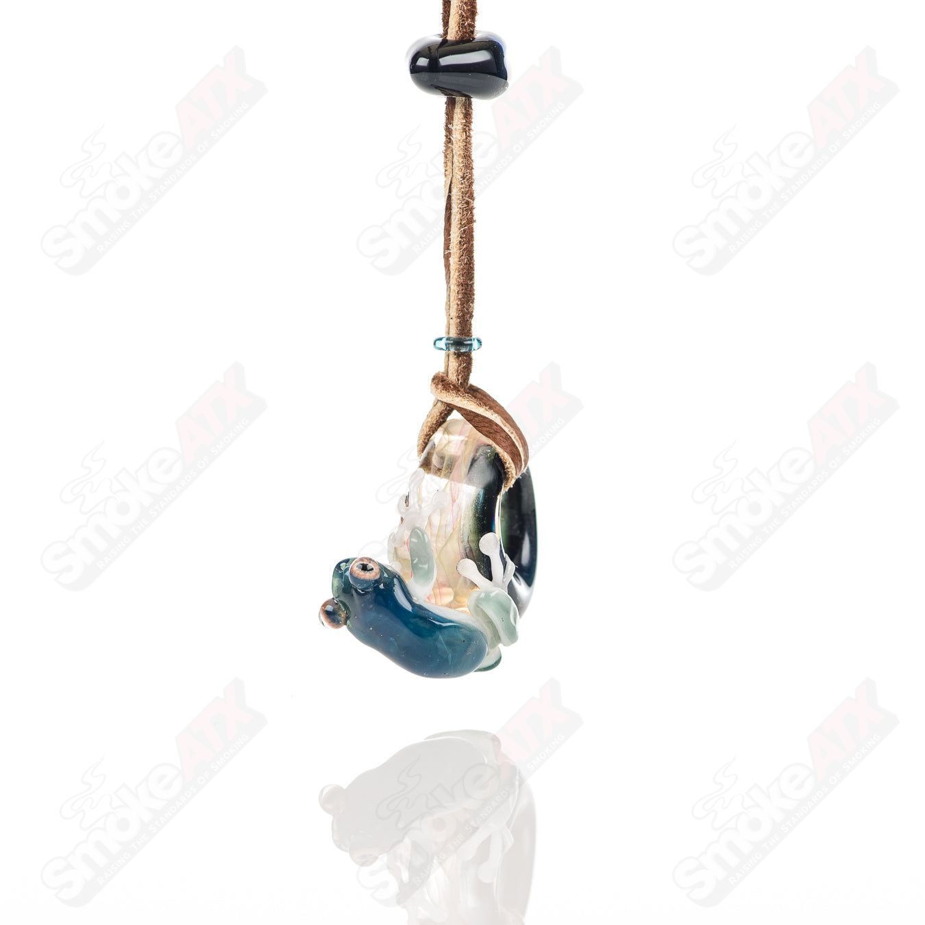 #2 Hide and Seek  Frog  Pendant Kengtaro Glass - Smoke ATX