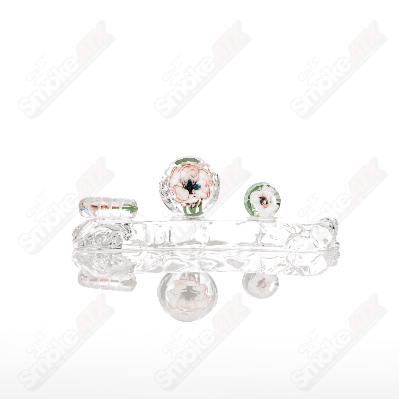 Faceted Flower implosion slurper Set by Indo & Fatal Facets - Smoke ATX