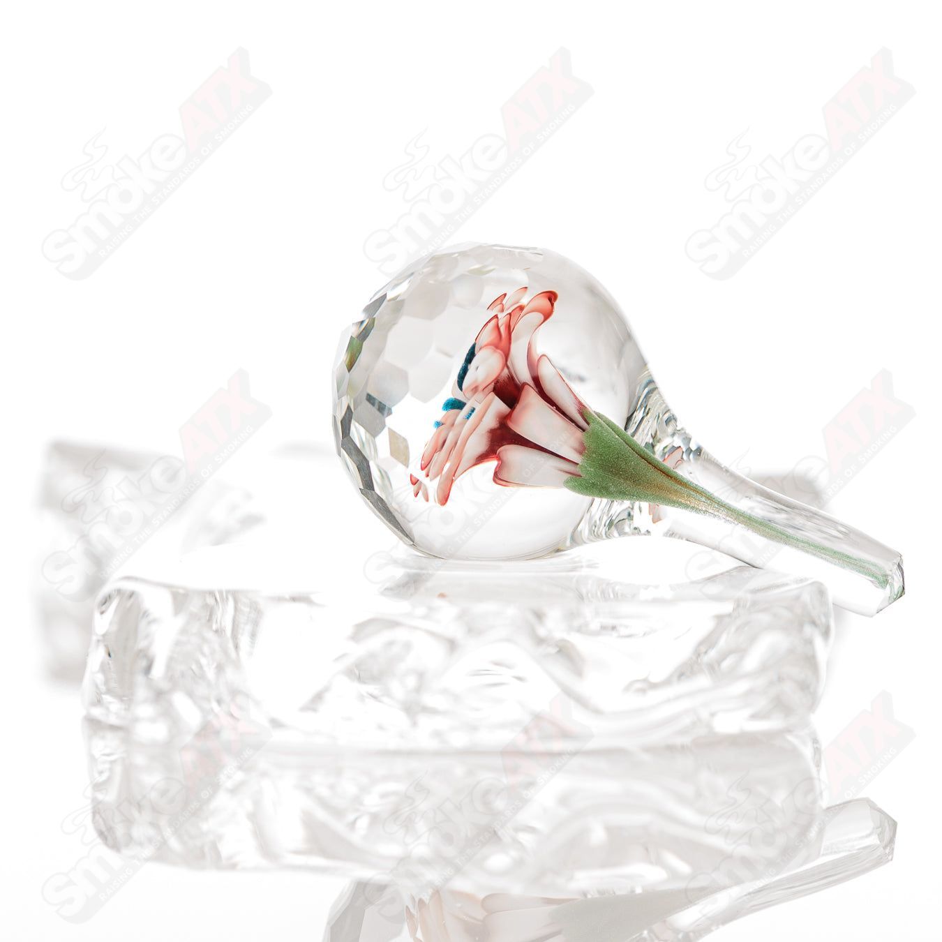 Faceted Flower implosion slurper Set by Indo & Fatal Facets - Smoke ATX