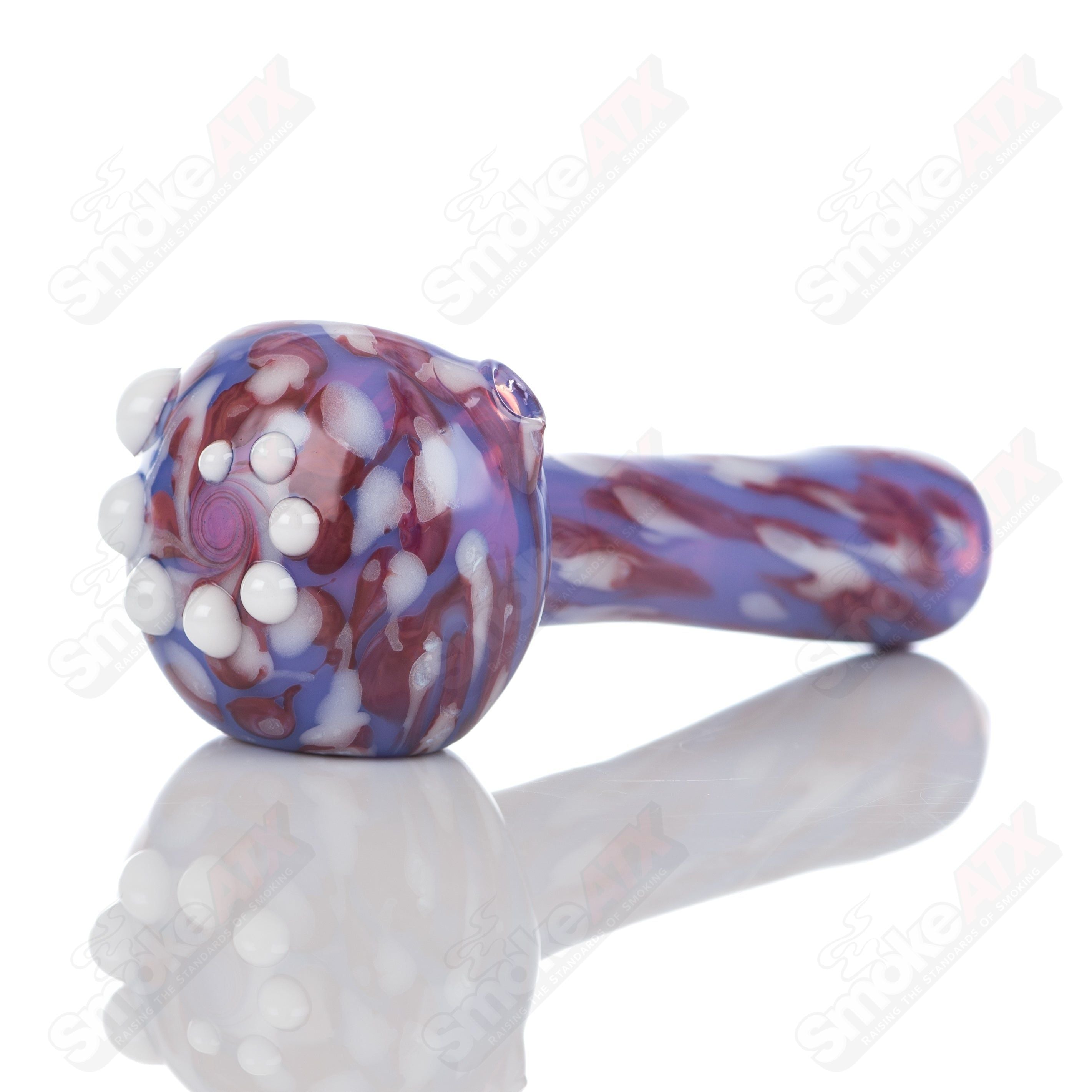 #1 Purple Splatter Spoon Pipe Adventures In Glass Blowing - Smoke ATX