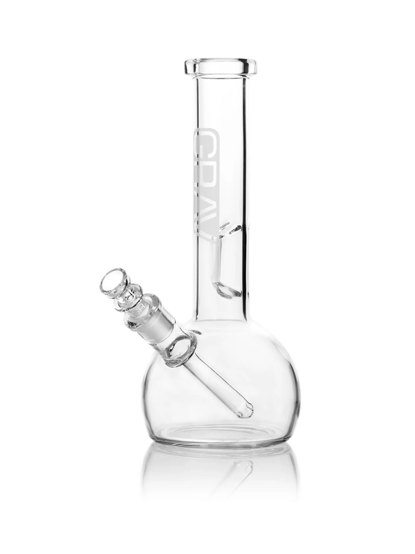 8in Clear Small Round Base Water Pipe Grav - Smoke ATX