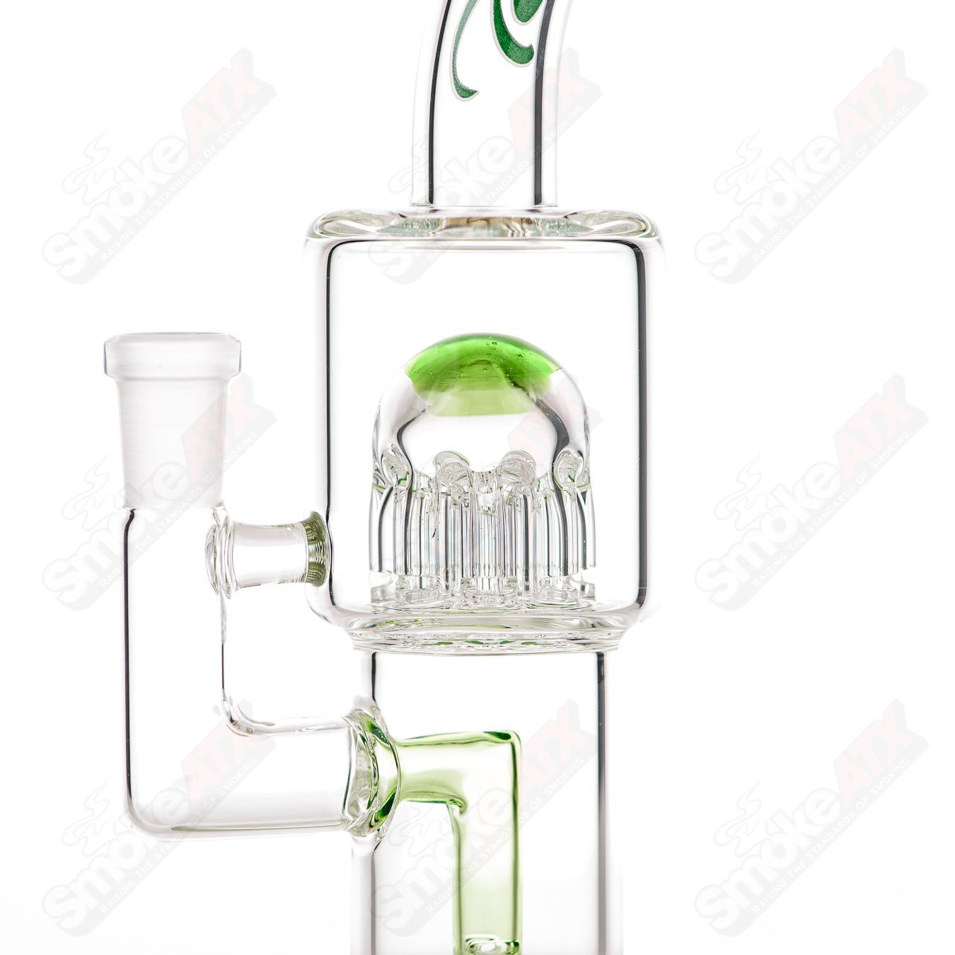#1 Double Macro 8-Arm Tree w 2 Color Accent Foot/Mouthpiece Toro Glass - Smoke ATX