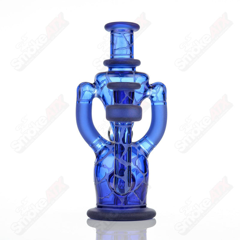 Brilliant Blue Single Color Double Up Rig Rooster Glass - Smoke ATX