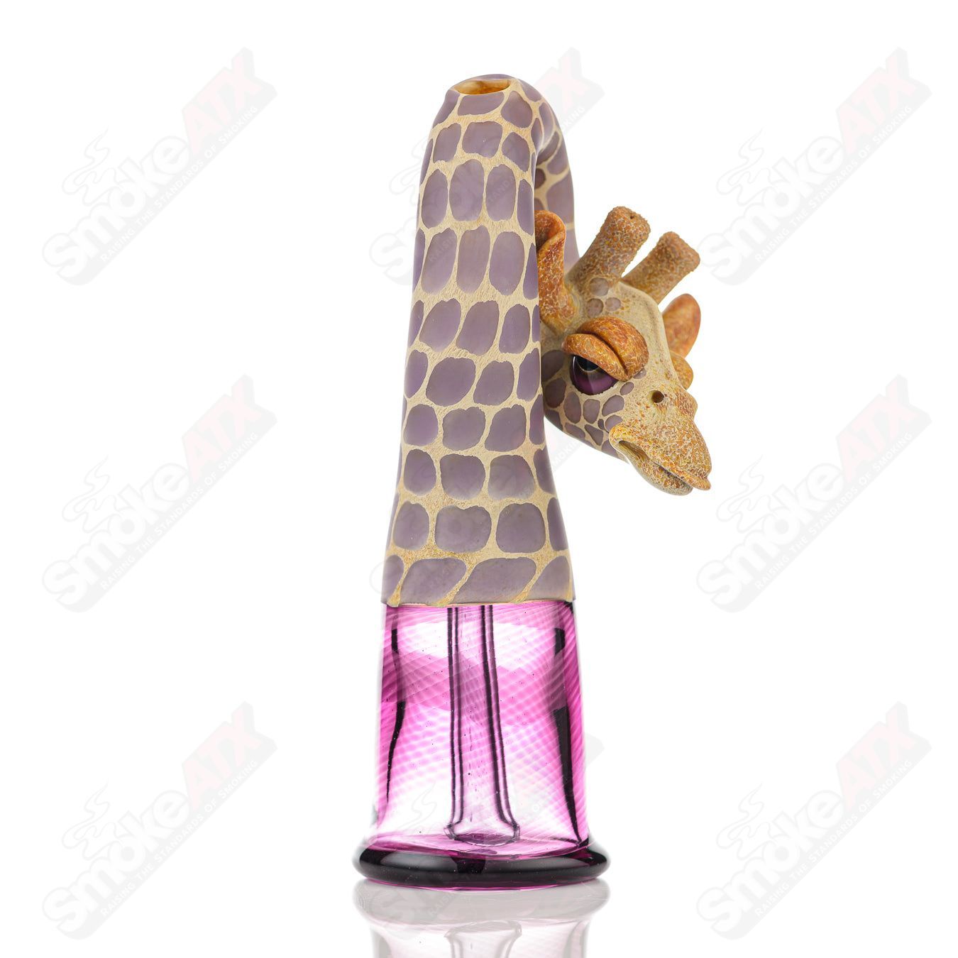 Giraffe Bent Kneck Bottle Rig Robertson Glass Purple Rain & Royal Jelly - Smoke ATX