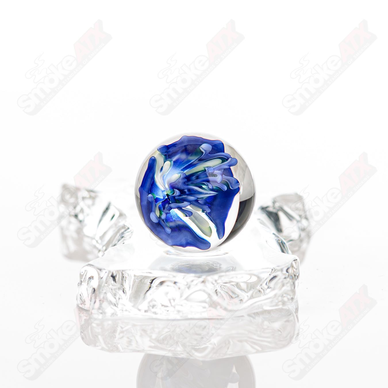 Kobuki Glass Blue Flower Topper Marble - Smoke ATX