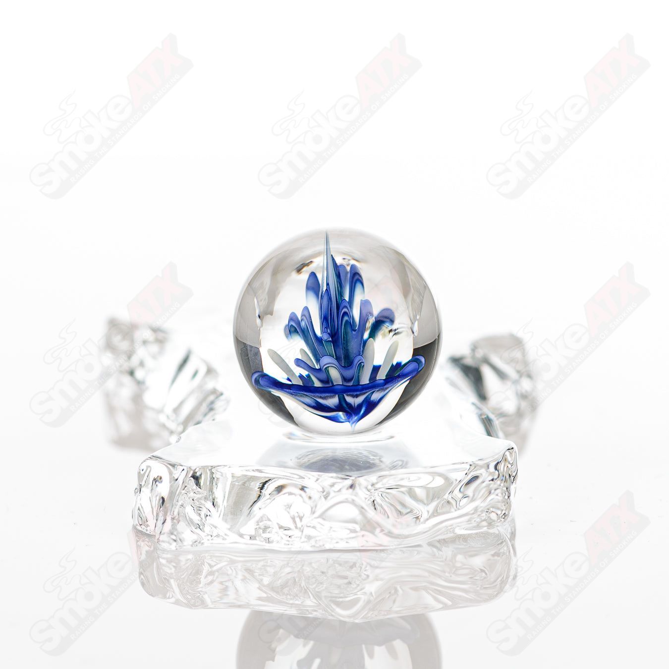Kobuki Glass Blue Flower Topper Marble - Smoke ATX