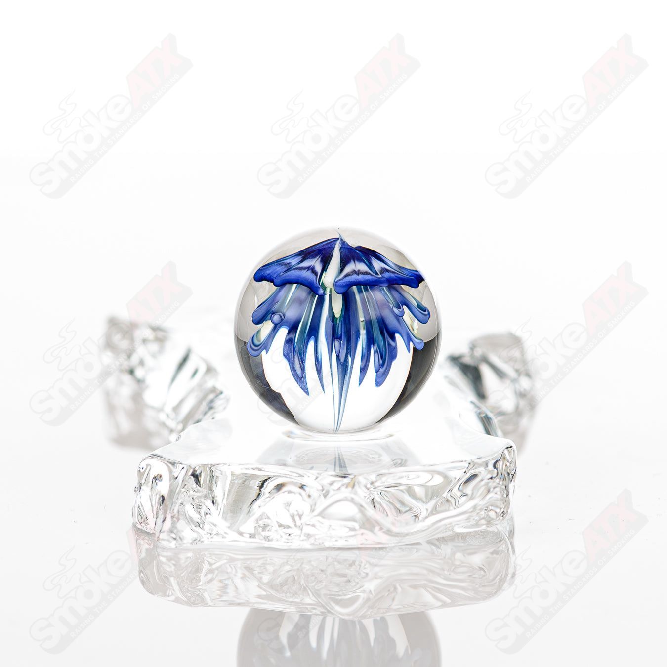 Kobuki Glass Blue Flower Topper Marble - Smoke ATX