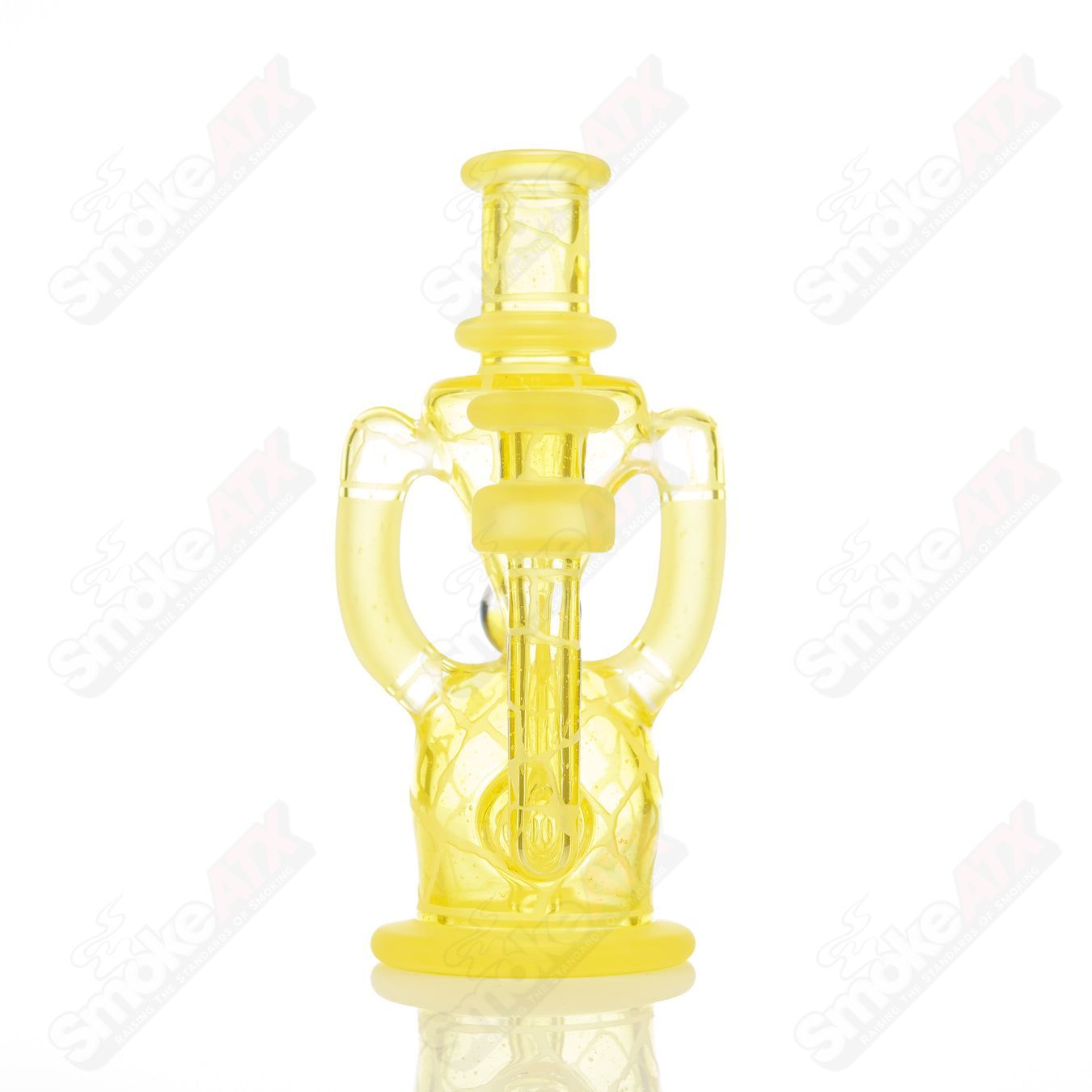Lemon Drop Single Color Double Up Rig Rooster Glass - Smoke ATX