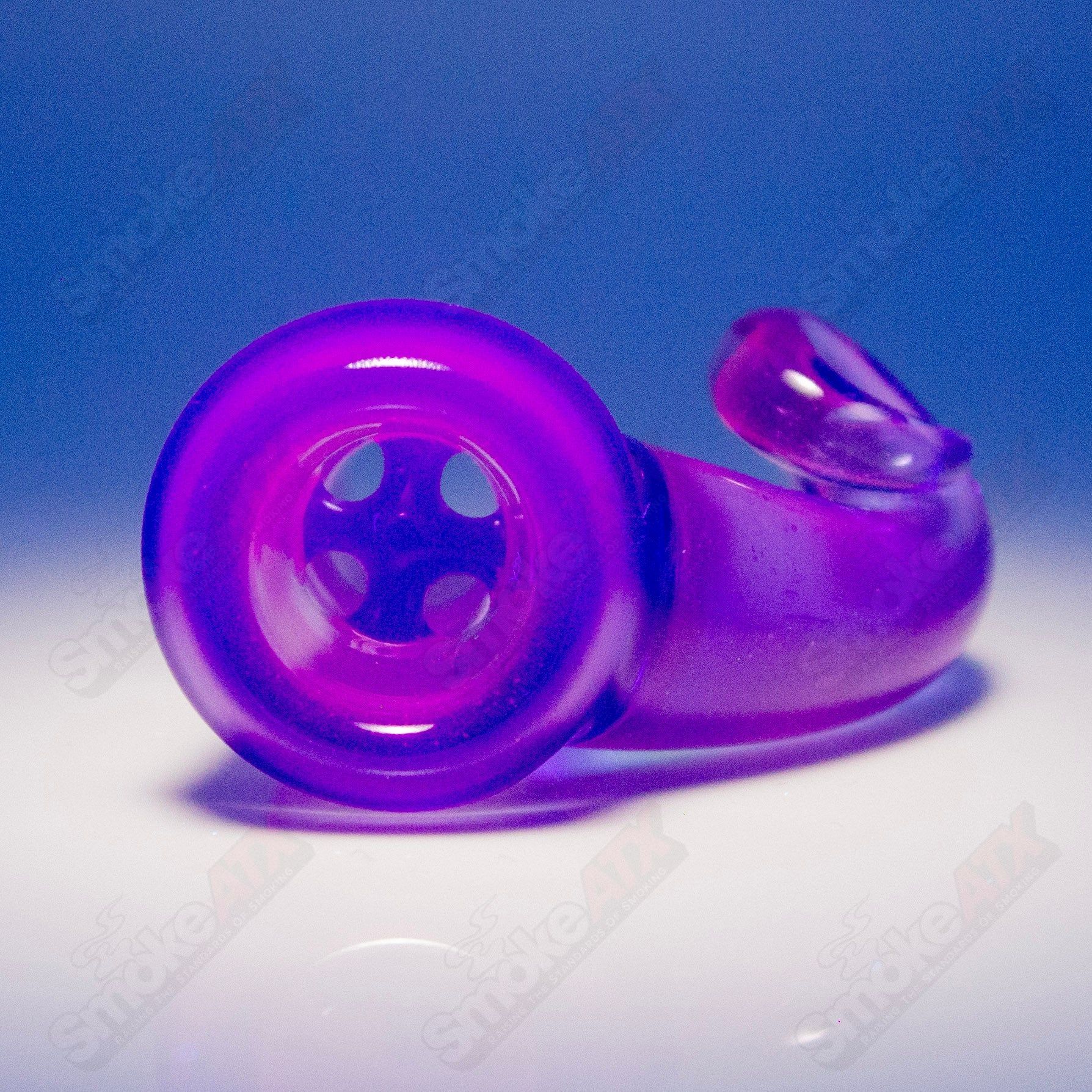 Light Cobalt Over Purple Satin UV Black T Glass 18mm Fully Worked Slide - Smoke ATX