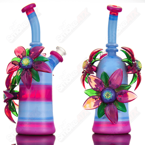 Pink & Blue Habitat X Kimmo Glass Flower Rig - Smoke ATX