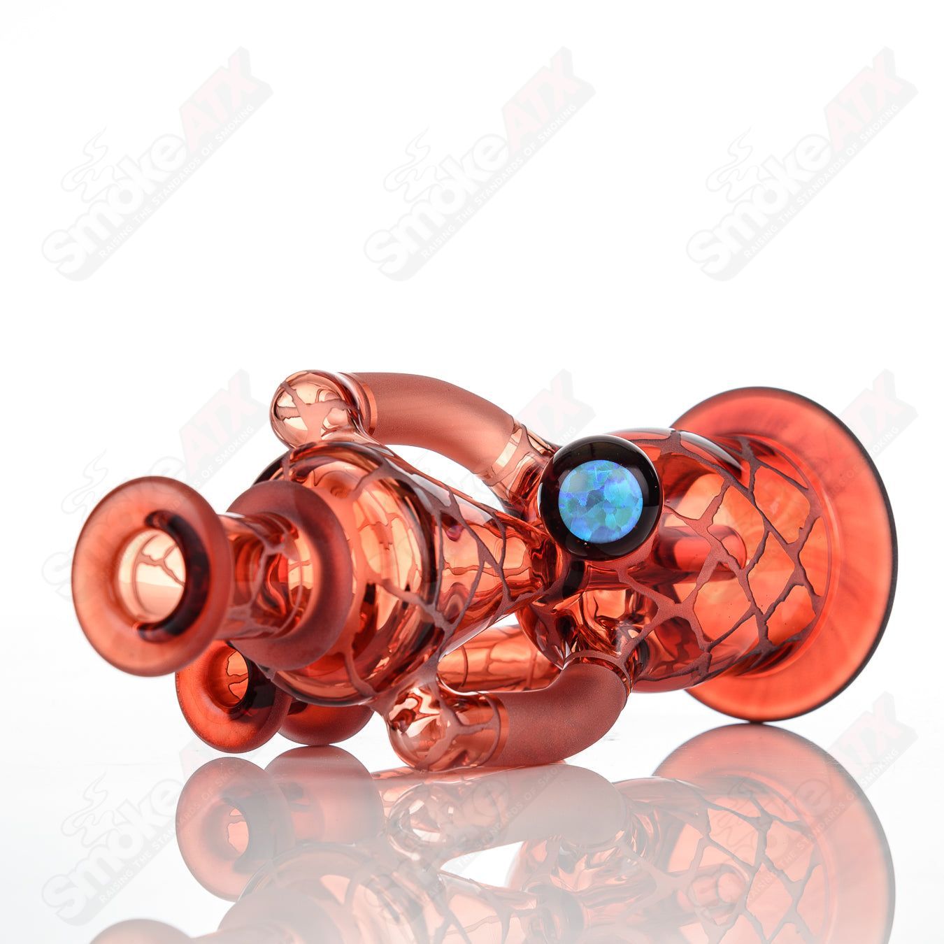 Pomegranate Single Color Double Up Rig Rooster Glass - Smoke ATX