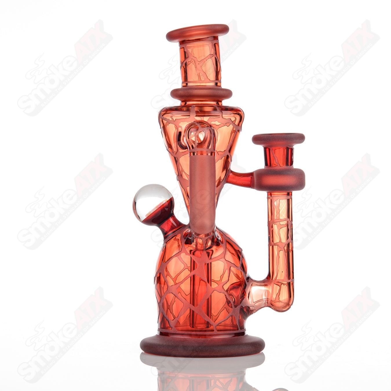 Pomegranate Single Color Double Up Rig Rooster Glass - Smoke ATX