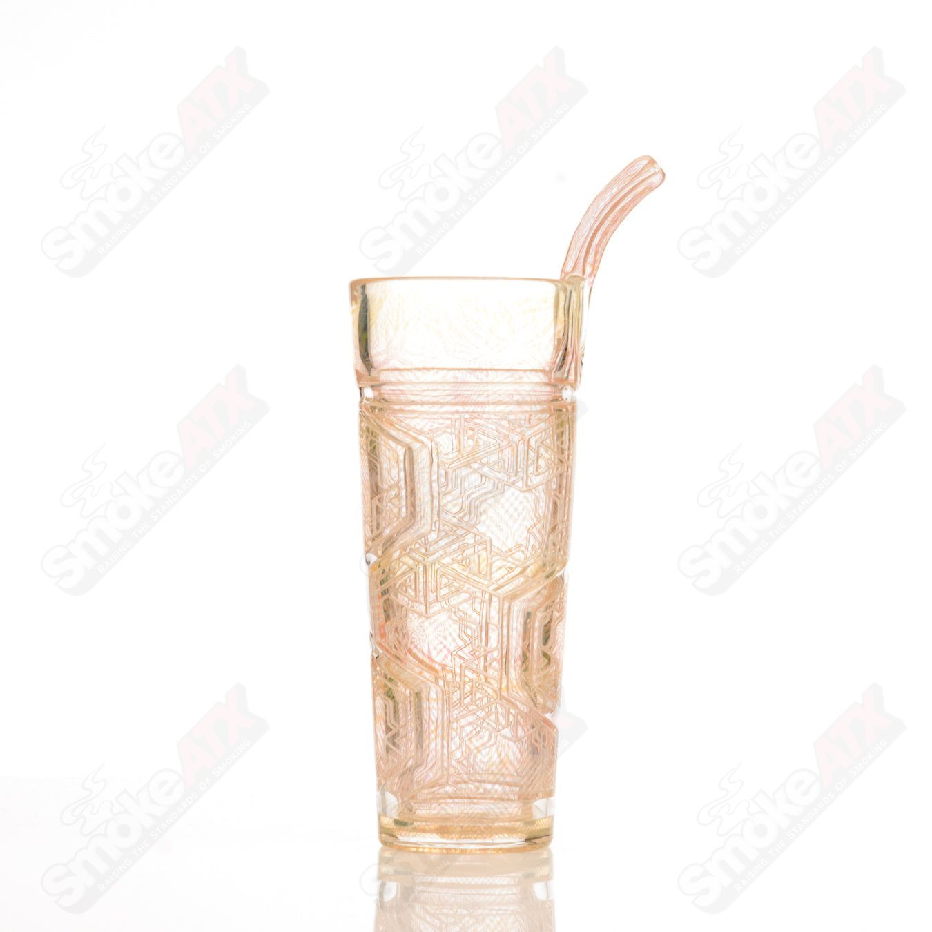 Sizelove Chewy Tesseract Drinking Cup w Built - in Straw Avant - Garde Glass - Smoke ATX