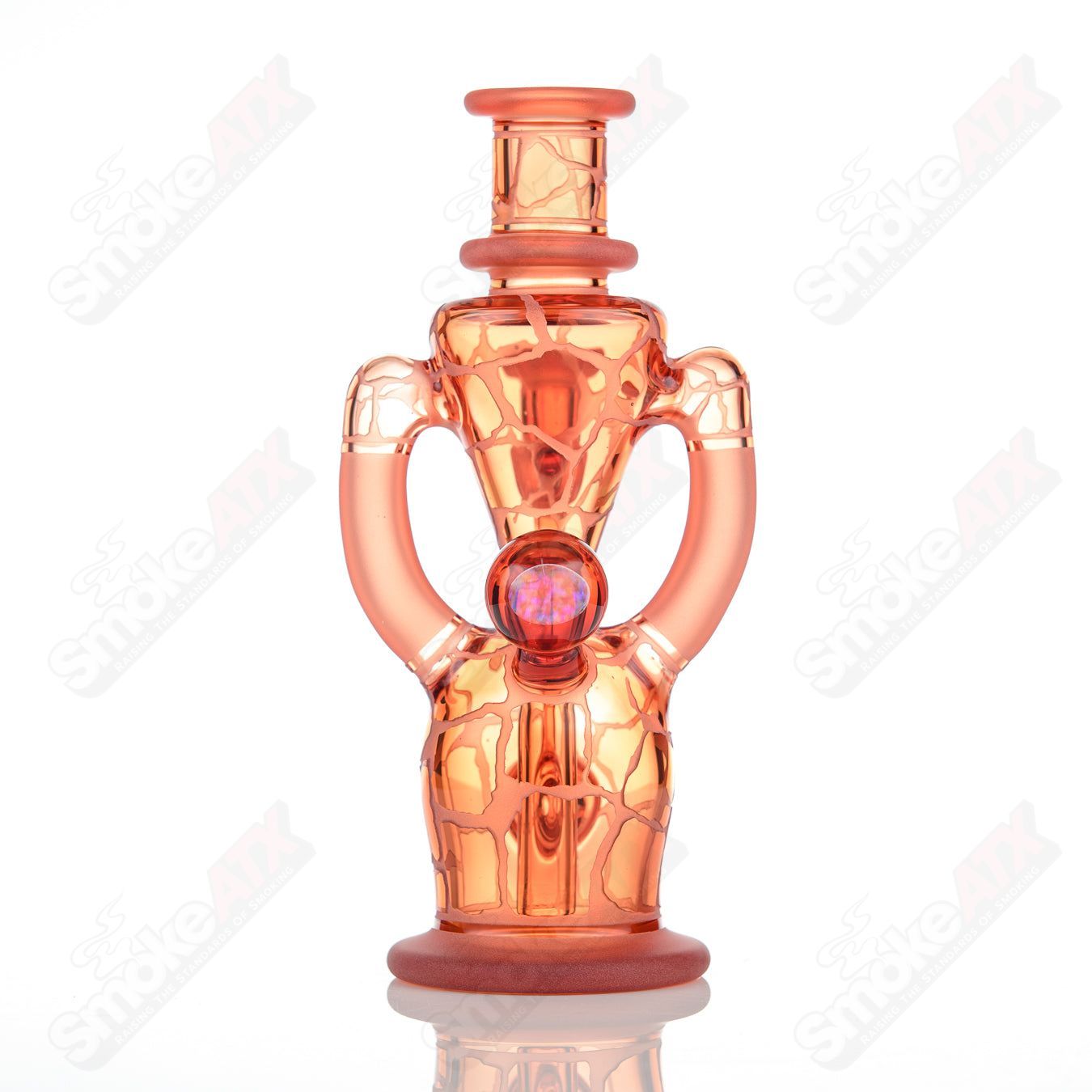Sun Stone Single Color Double Up Rig Rooster Glass - Smoke ATX