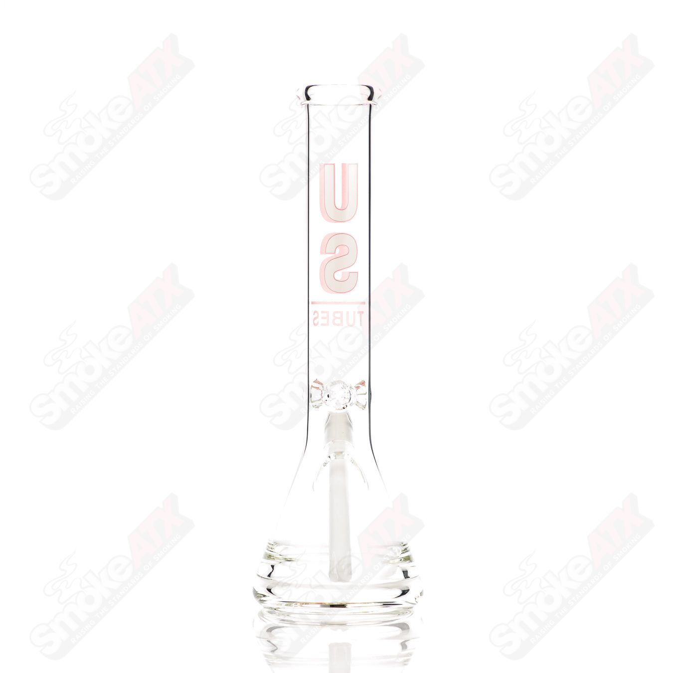 US Tubes Beaker 14" 50x5 - Constriction - Red Shadow Decal - Smoke ATX