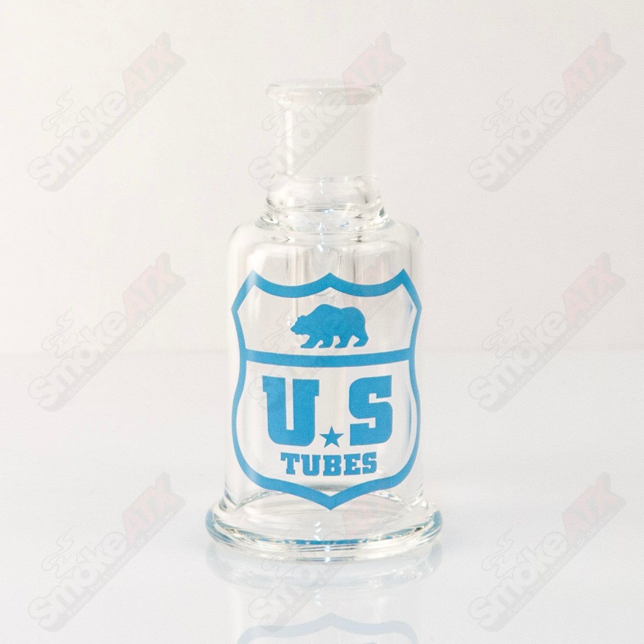 US Tubes Dry Catcher 18mm 90° - Light Blue Shield Decal - Smoke ATX