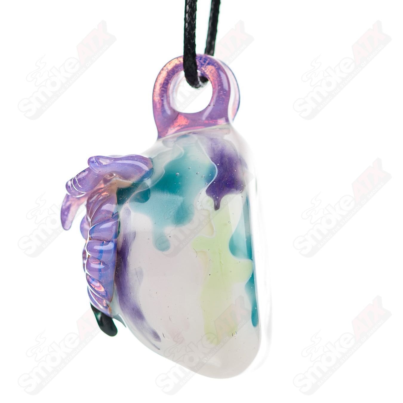 UV Owl Splatter Tech Owl Pendant Four Winds Flameworks - Smoke ATX