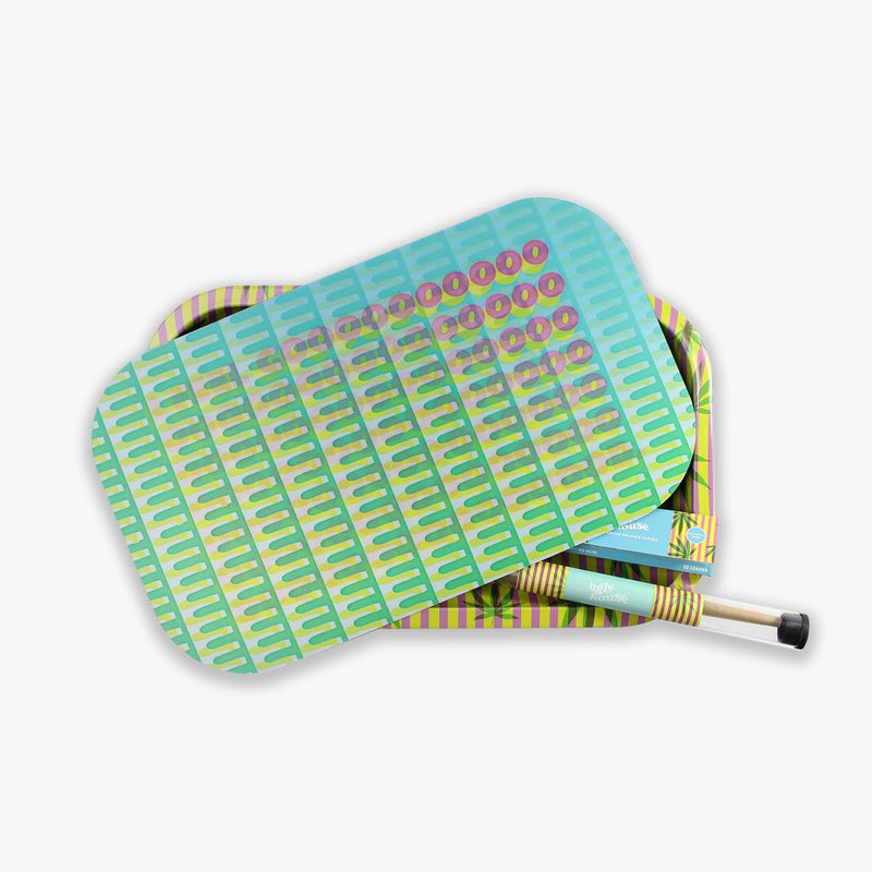 LARGE HOLOGRAPHIC UGLY HOUSE ROLLING TRAY WITH LID/CONES/PAPERS (I FEEL GOOD) 10.6X6.3 - Smoke ATX