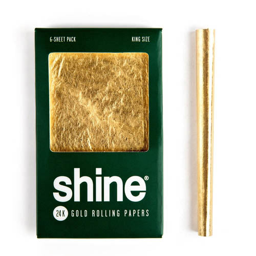 SHINE 24K GOLD ROLLING PAPERS - KING SIZE 6-SHEET PACK - Smoke ATX